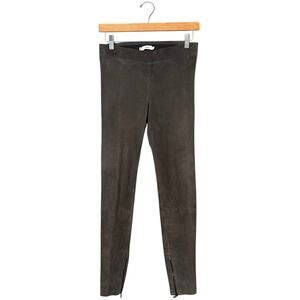 Vince Lamb Leather Suede Pants Gray Zip Ankle Skinny Luxury Small